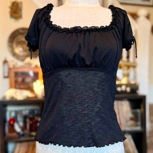 Vintage 90s / 2000s y2k My Michelle Gothic Puff Sleeve Vampy Blouse