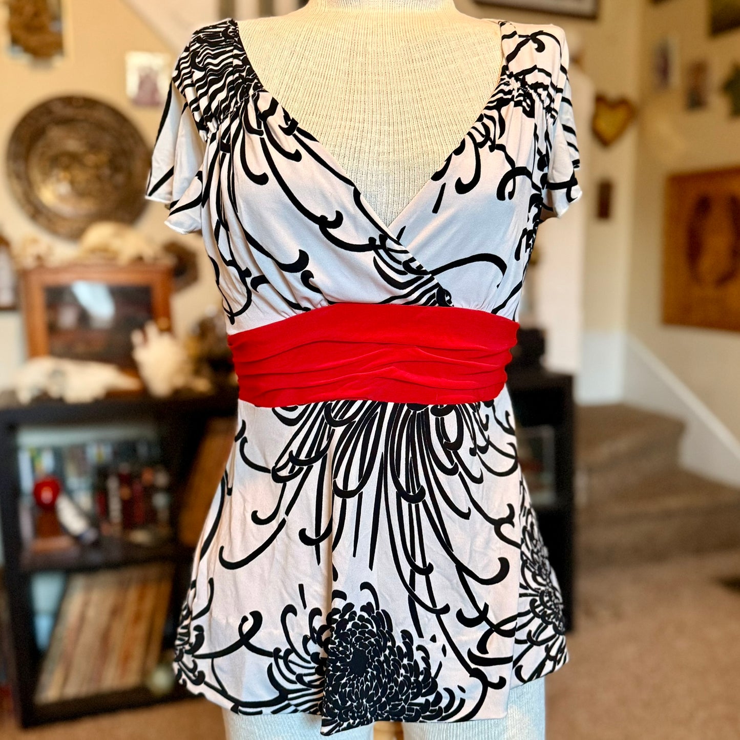 Vintage 90s / 2000s y2k Studio Y Floral Patterned Baby Doll Top