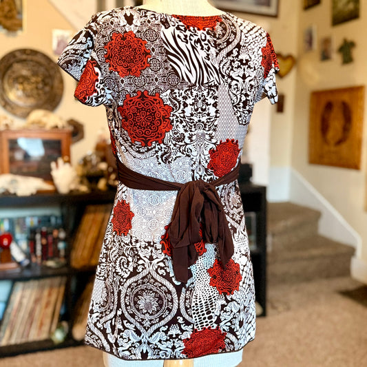 Vintage 90s / 2000s y2k Studio Y Mandala Patterned Baby Doll Top