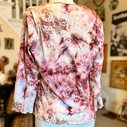 Vintage 90s / 2000s y2k Fashion Bug Floral Bell Sleeved Baby Doll Top