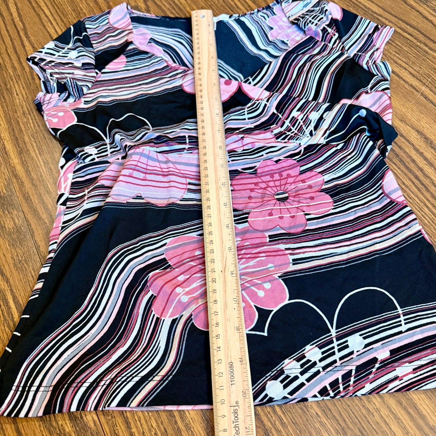 Vintage 90s / 2000s y2k Moa Moa Floral Striped Baby Doll Top
