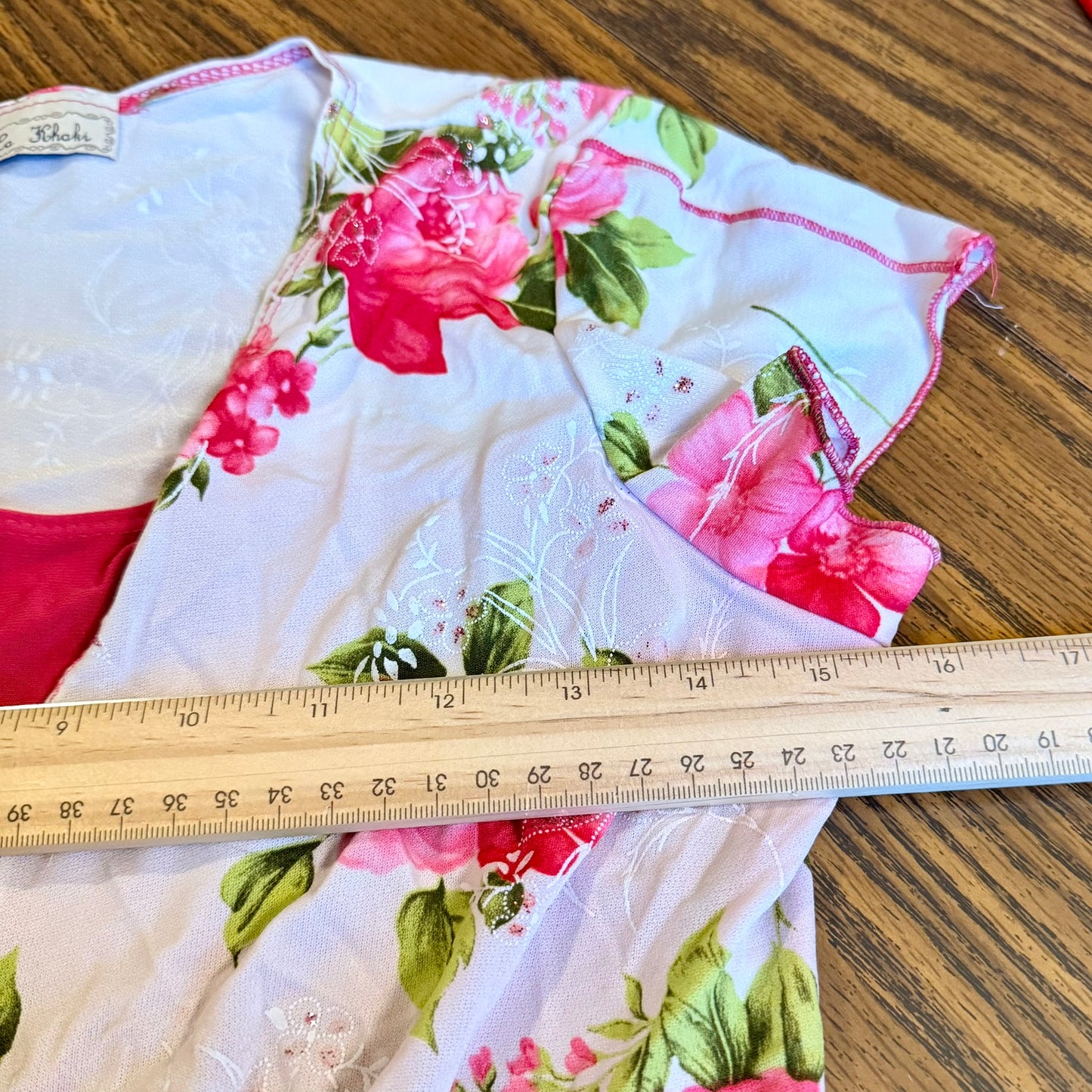 Vintage 90s / 2000s y2k LA Khaki Floral Vest Tie Top w/ Attached Cami