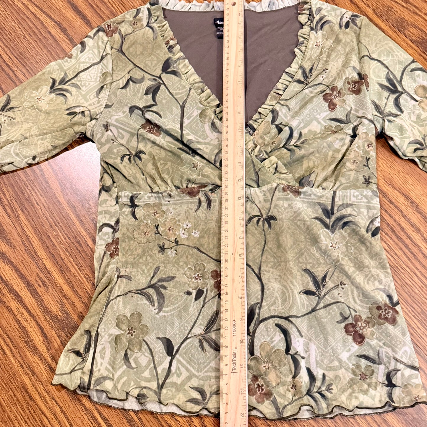 Vintage 90s / 2000s y2k Assoluto Ruffled Jungle Floral Fairy Baby Doll Top