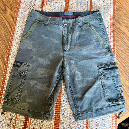 Vintage 90s / 2000s y2k Affliction Grunge Camo Cargo Shorts