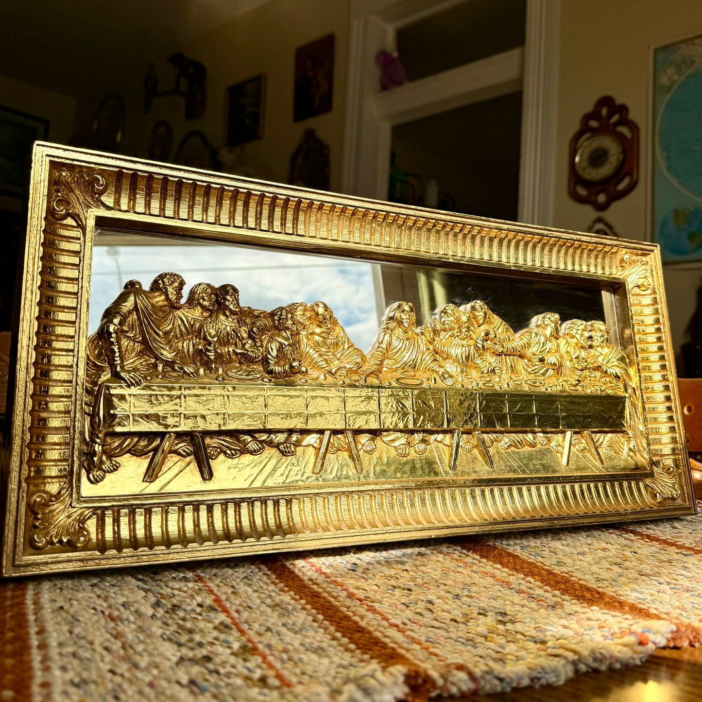 Vintage Mid-Century Modern The Last Supper - Ornate 3D Gold Mirror