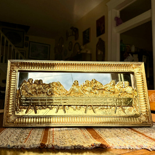 Vintage Mid-Century Modern The Last Supper - Ornate 3D Gold Mirror