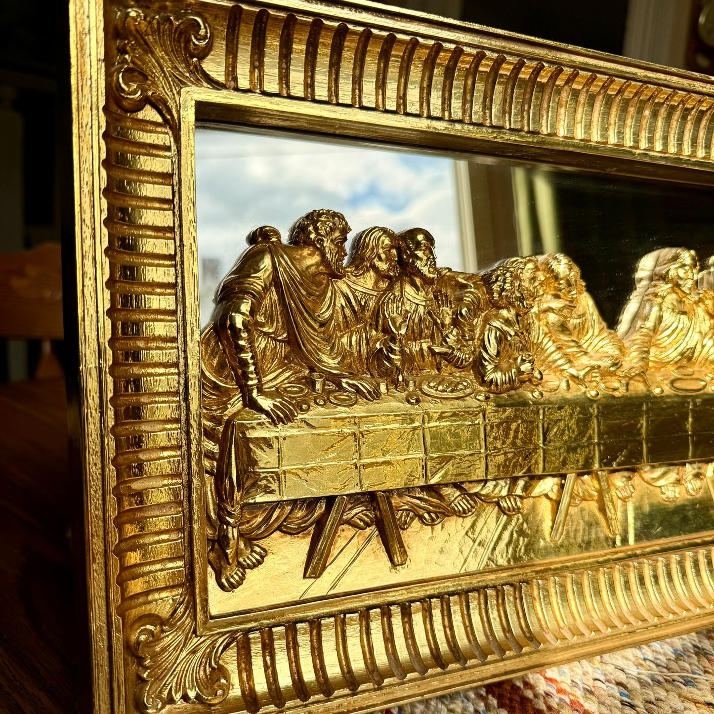 Vintage Mid-Century Modern The Last Supper - Ornate 3D Gold Mirror