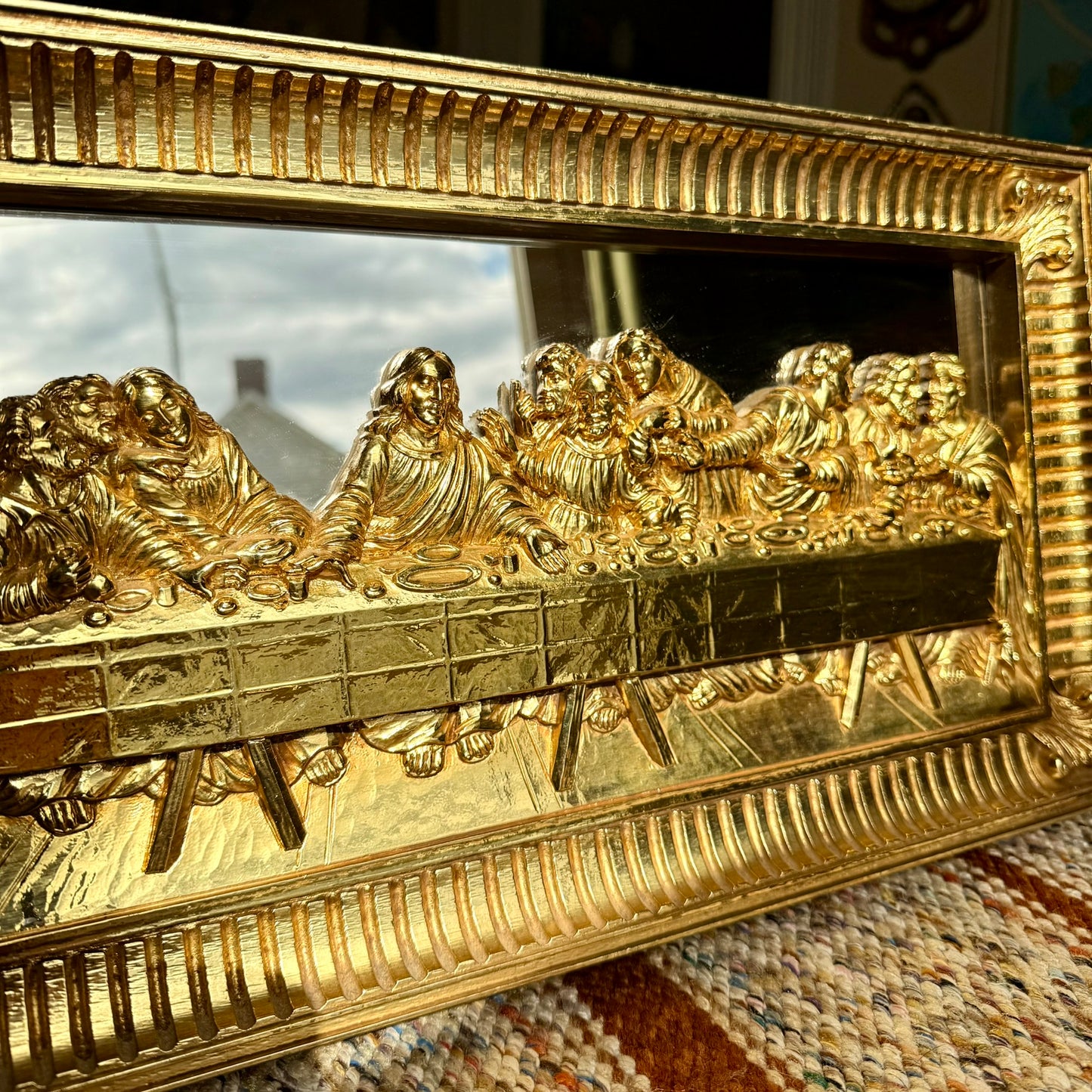 Vintage Mid-Century Modern The Last Supper - Ornate 3D Gold Mirror