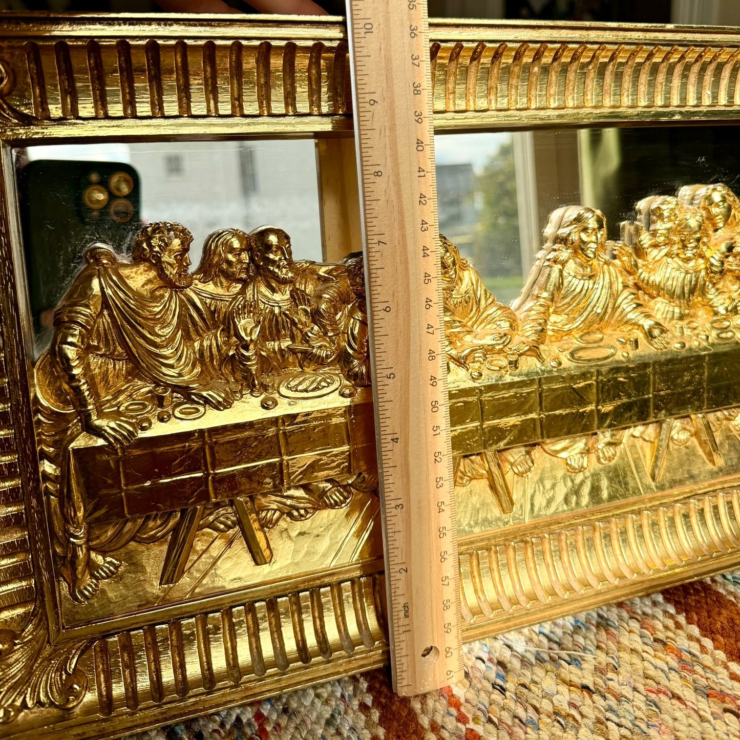 Vintage Mid-Century Modern The Last Supper - Ornate 3D Gold Mirror