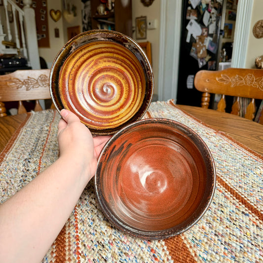 Vintage Mid-Century Modern Style Hand Thrown Pottery Bowls - Set of 2