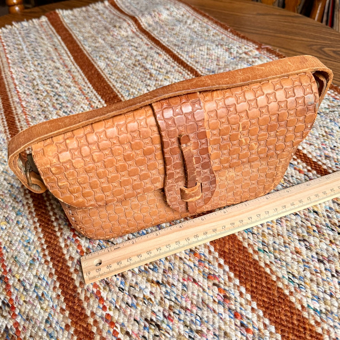 Vintage Handmade Leather Stamped Small Handbag