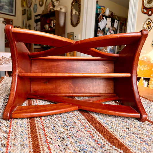 Vintage mid-century wooden magazine/newspaper rack or vinyl record holder