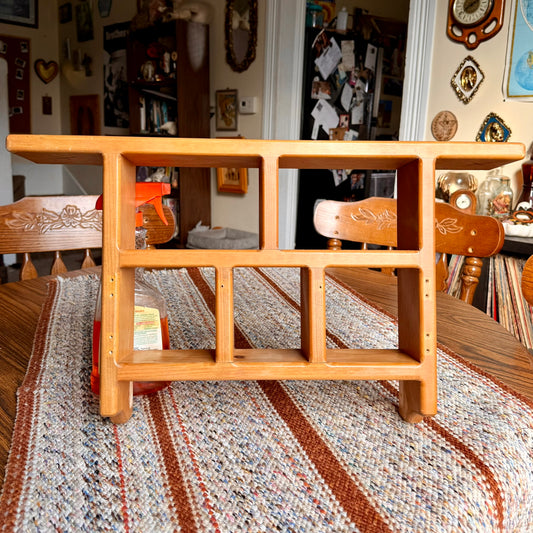 Vintage Amish Solid Blonde Wood Five Compartment Wall Shelf