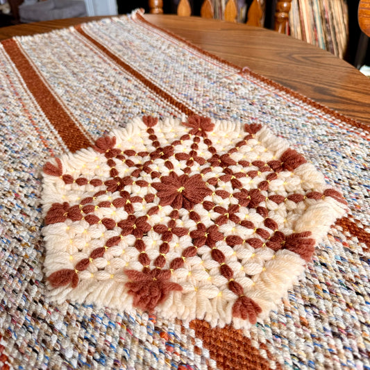 Set of 3 Vintage 70s Mid-Century Modern Handmade Woven Trivets / Pot Holders