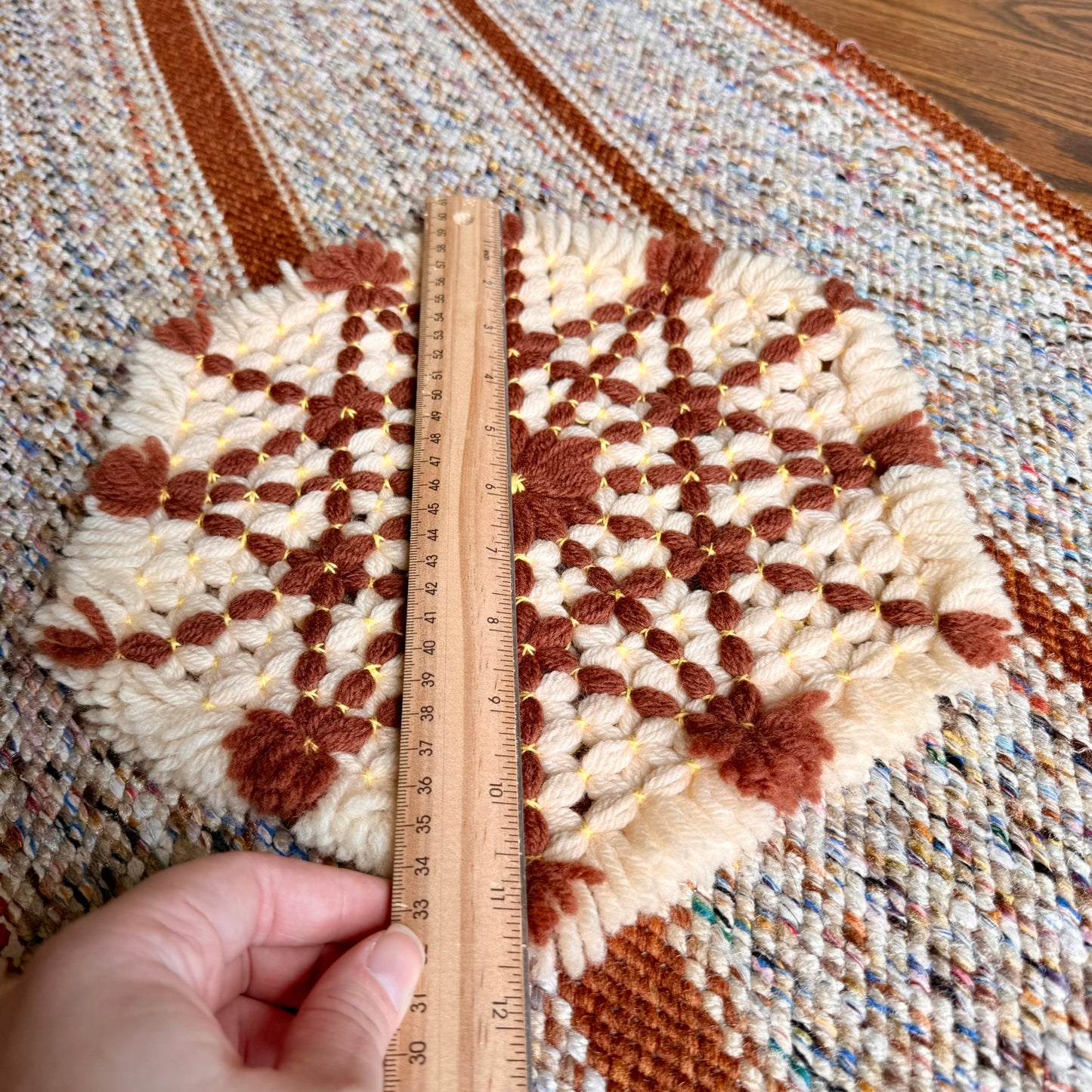 Set of 3 Vintage 70s Mid-Century Modern Handmade Woven Trivets / Pot Holders