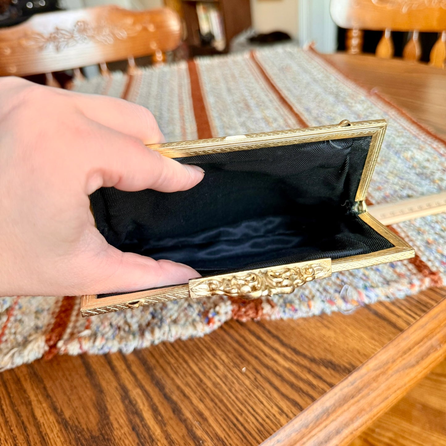 Vintage Petit Point Micro Needlepoint Floral Tapestry Clutch Evening Bag