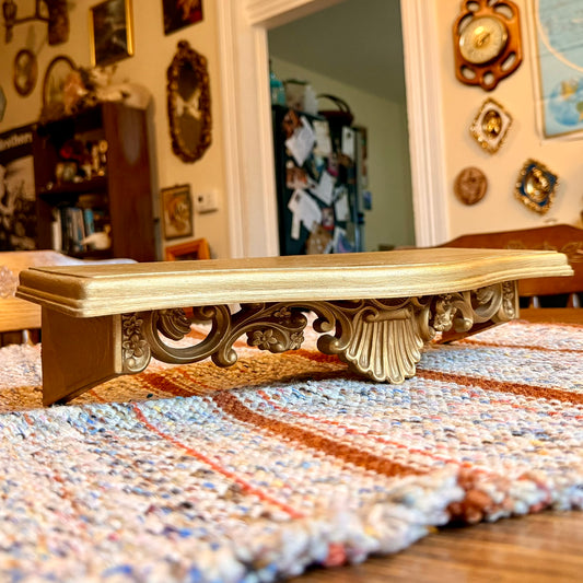 Vintage Mid-Century Modern Homco Gold Baroque Style Ornate Wall Shelf / Altar Shelf