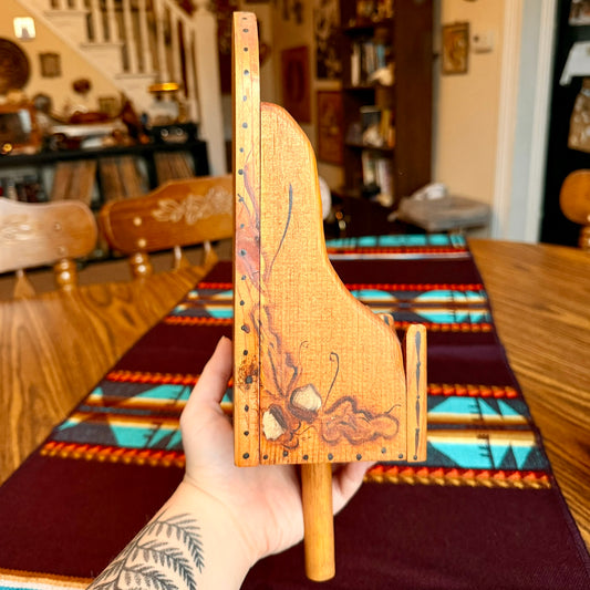 Vintage Hand Made Painted Folk Art Wooden Scoop Style Wall Pocket