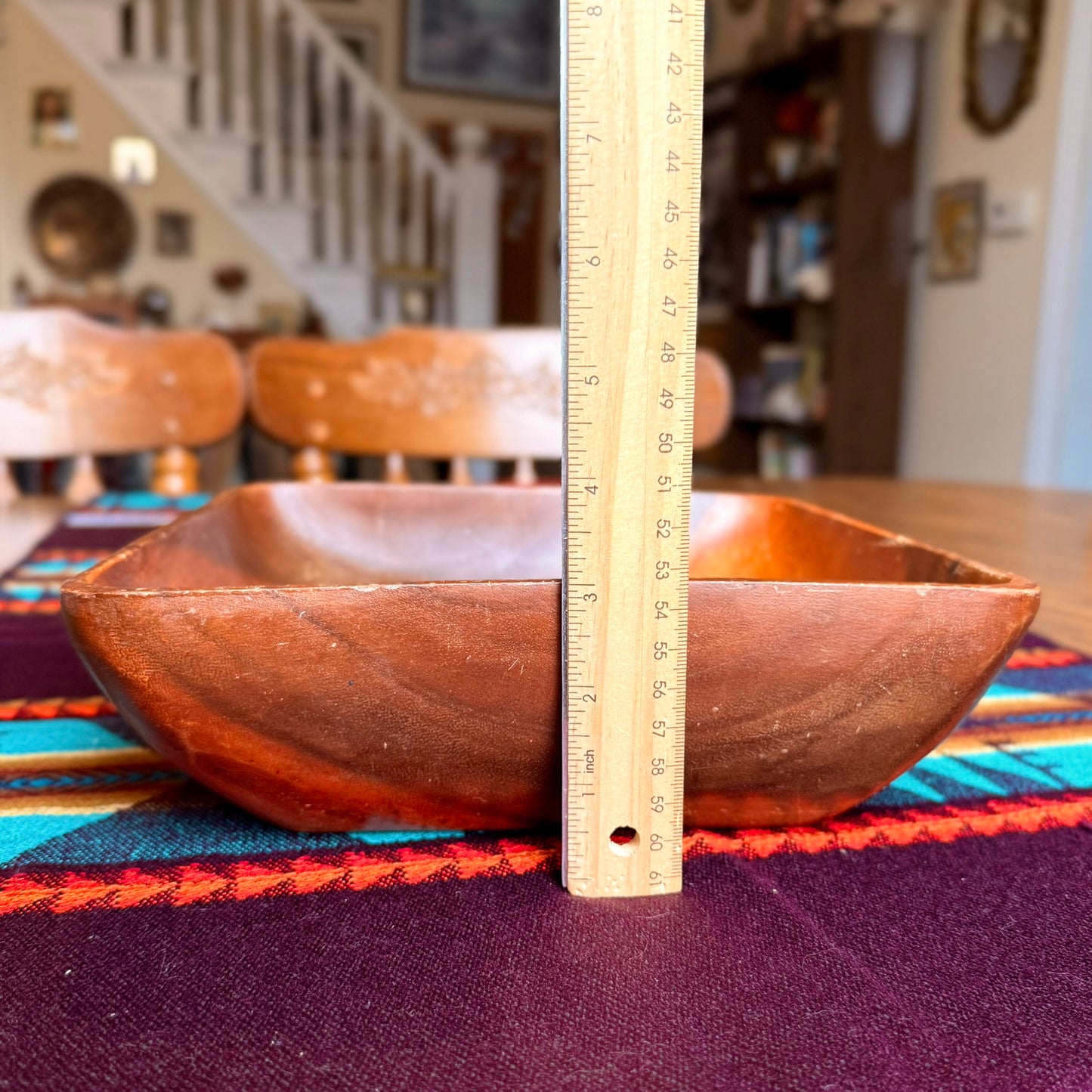 Square Vintage Solid Wood Catch All Bowl / Serving Bowl