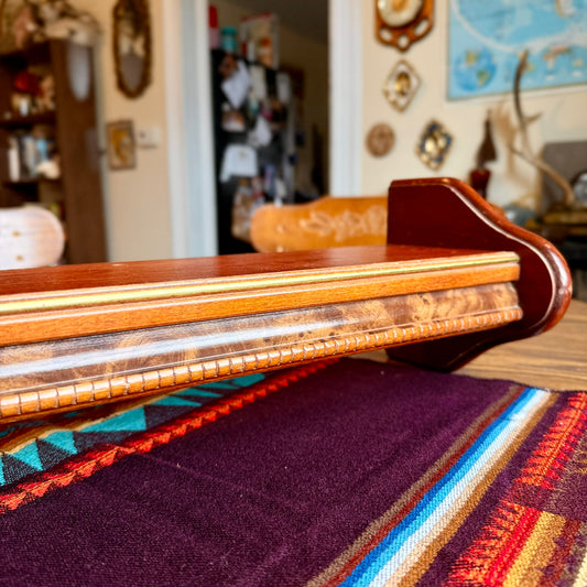 Vintage Solid Wood Shelf with Faux Gold and Burlwood Accents
