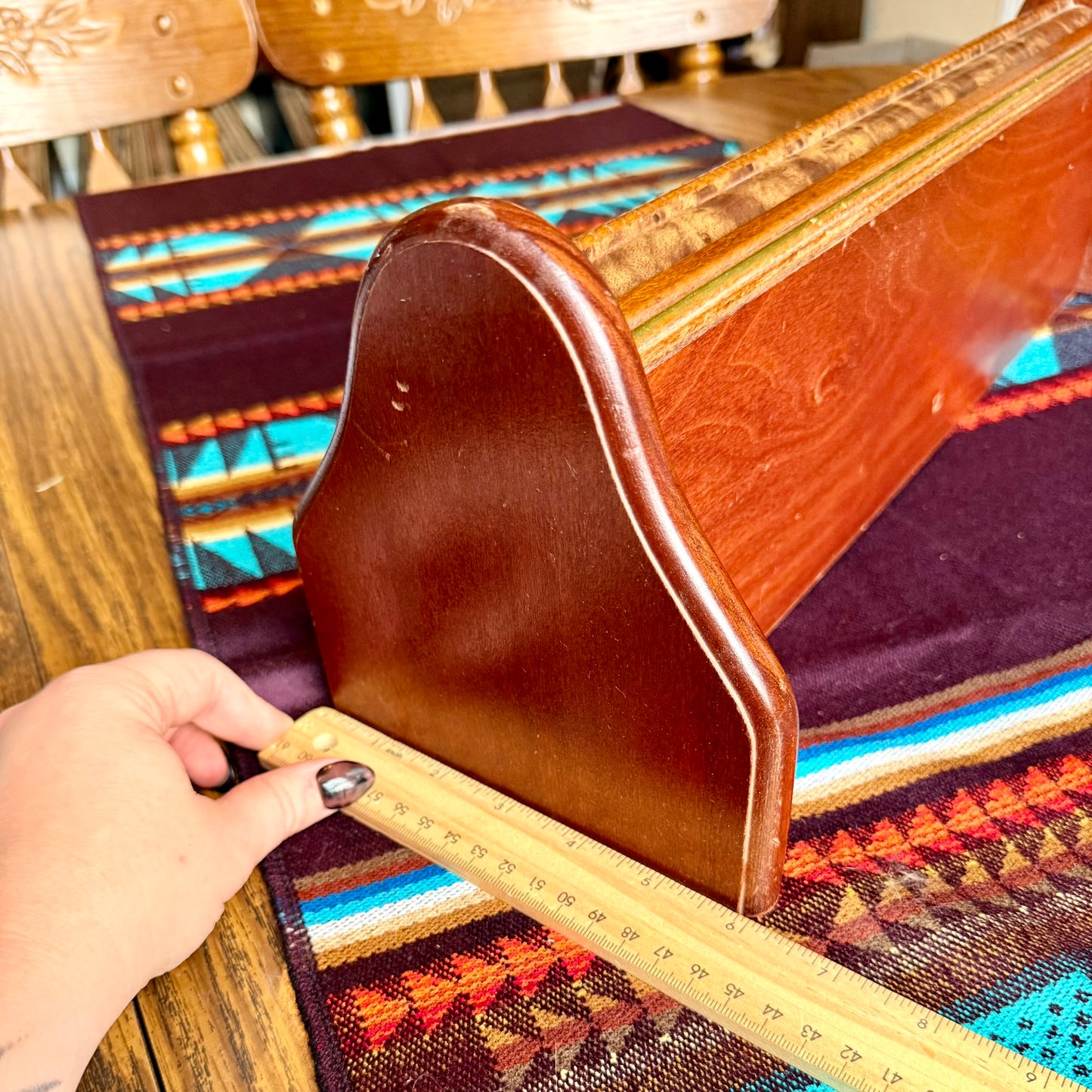 Vintage Solid Wood Shelf with Faux Gold and Burlwood Accents