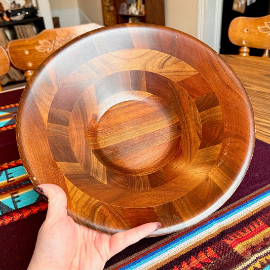 Vintage Mid-Century Modern Segmented Wooden Serving Bowl