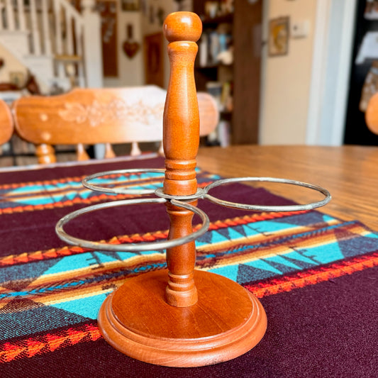 Vintage Mid-Century Modern Solid Wood Pfaltzgraff Condiment Server Caddy