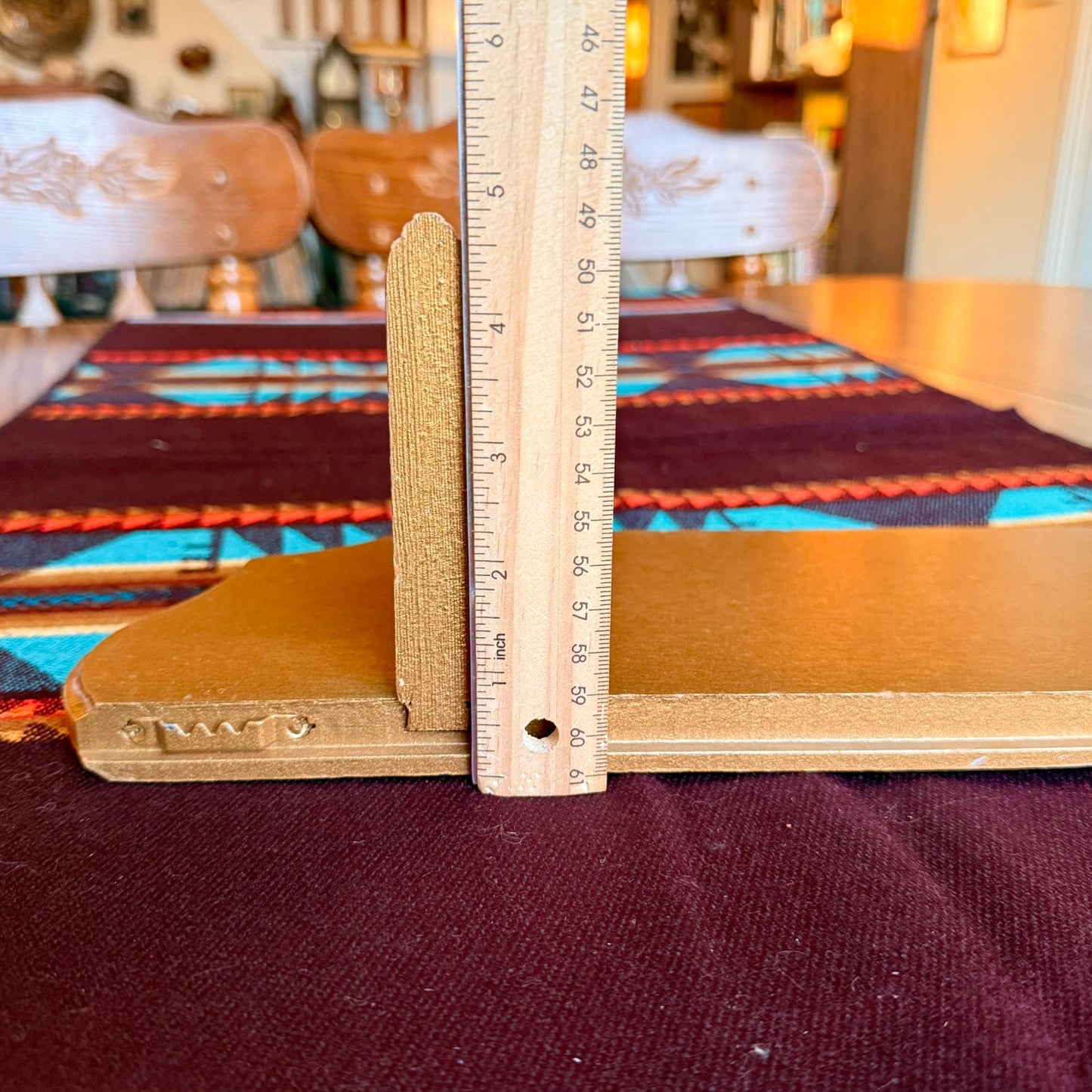 Vintage Hollywood Regency Golden Solid Wood Floating Display Shelf