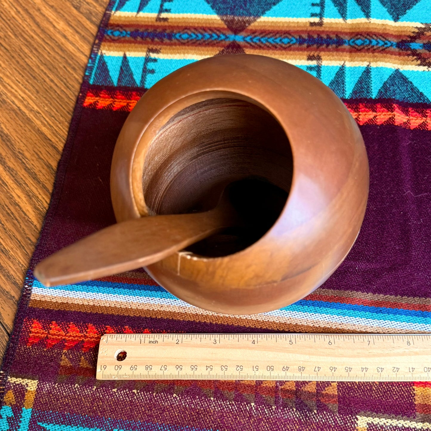 Vintage Hellerware Teakwood Atomic Orb Wooden Serving Bowl and Spoon