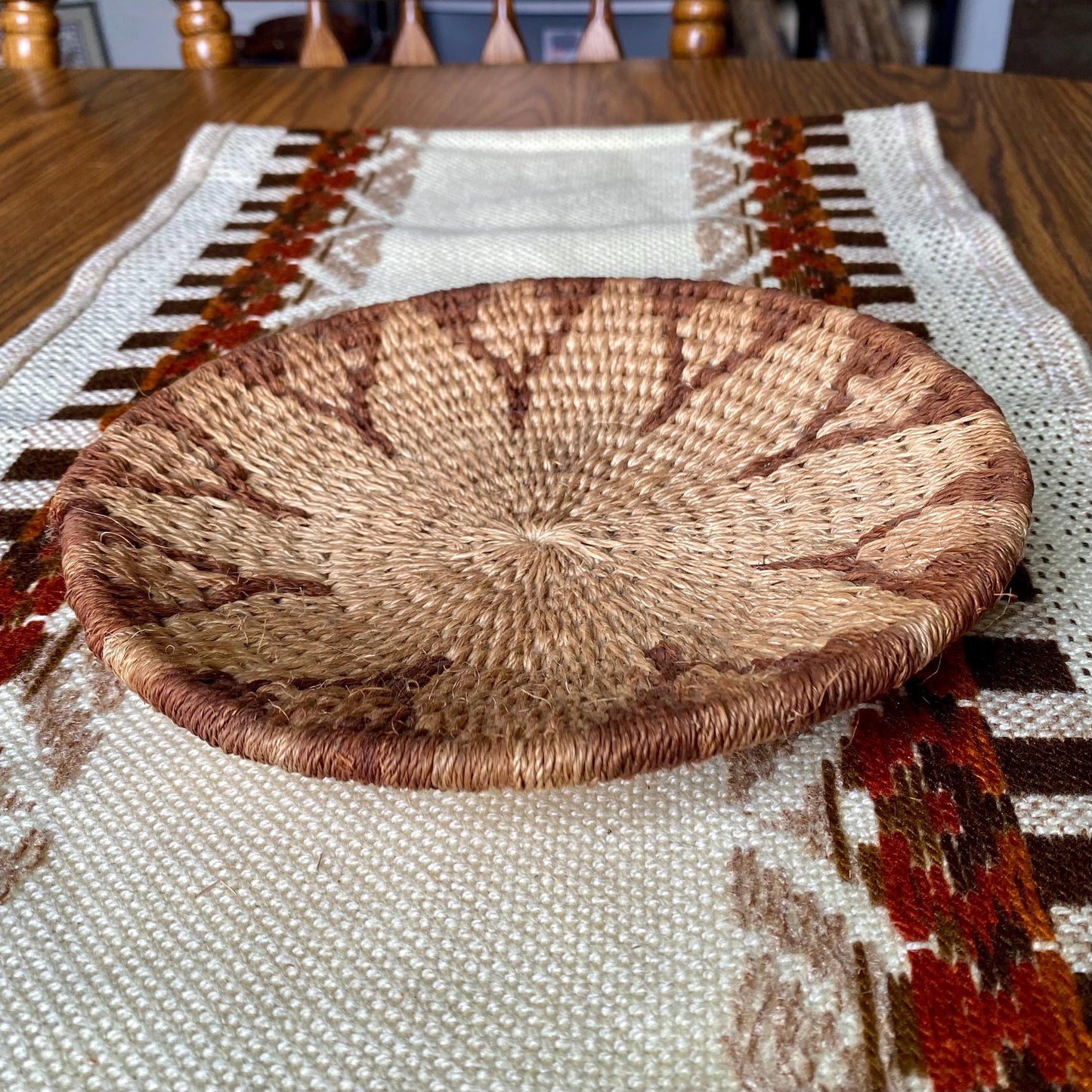 Vintage African Hand-Woven Grass Binga Basket Catch All