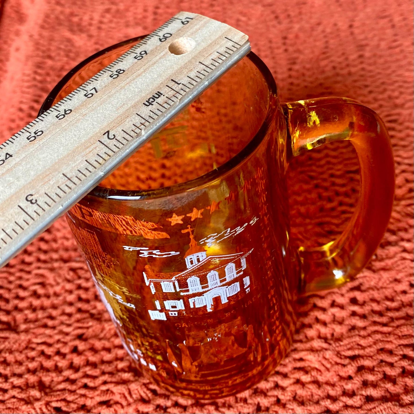 Vintage Philadelphia Commemorative Souvenir Amber Glass Beer Mug