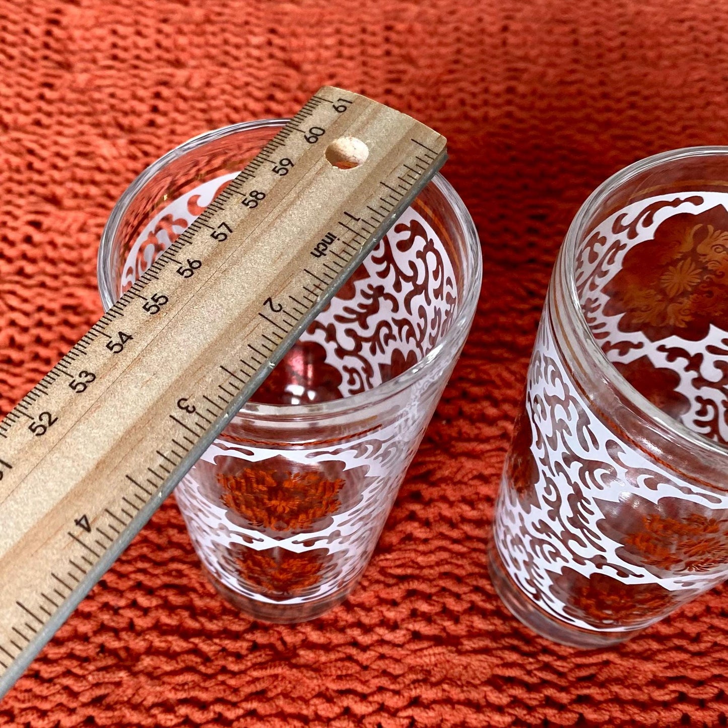 Set of Two Vintage White and Gold Lace Moroccan Moorish Tumbler Cocktail Glasses