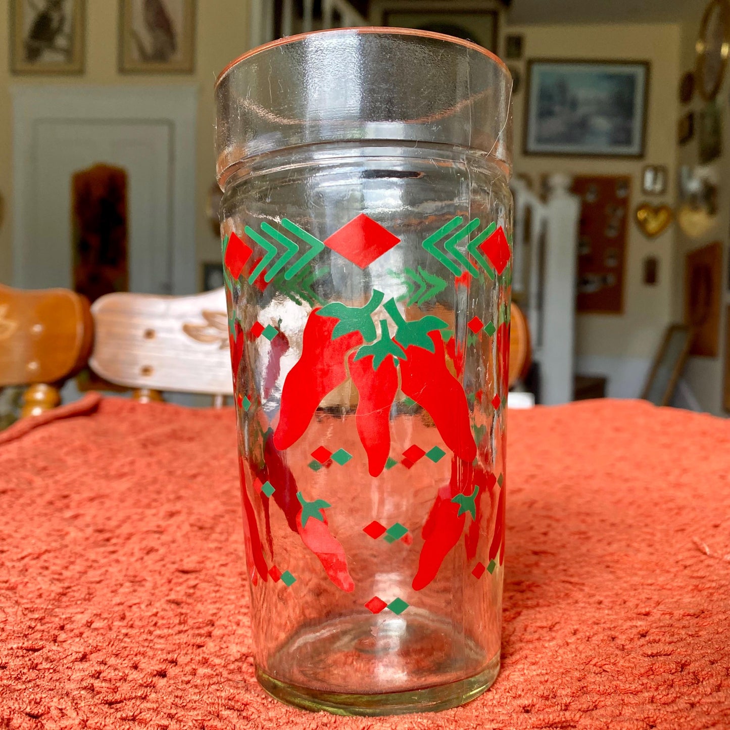 Vintage Anchor Hocking Red Chili Pepper 16 Oz Southwestern Glass