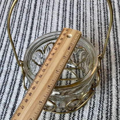 Home Interiors Gold Wire Heart Basket with Removable Glass Jar