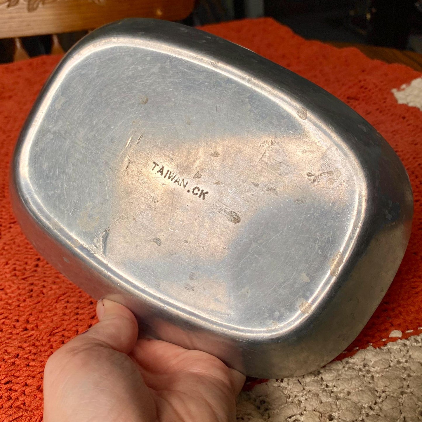 Antique 1960’s Pewter Platter Tray “Give Us This Day Our Daily Bread”