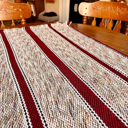 Vintage Handwoven Wool / Cotton Western Rustic Striped Rug