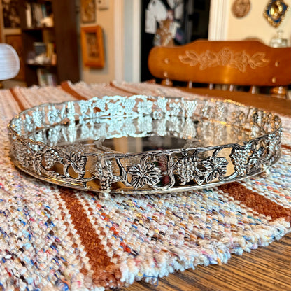 Vintage Goldinger Grape Design Silver Plated Vanity Tray - Still in Box