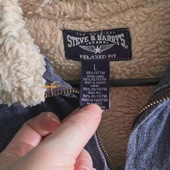 Vintage Steve & Barry's Blue Denim Jacket with Cream Sherpa