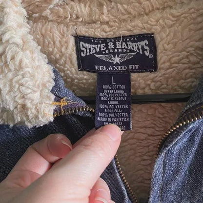 Vintage Steve & Barry's Blue Denim Jacket with Cream Sherpa