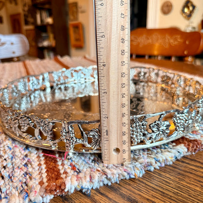 Vintage Goldinger Grape Design Silver Plated Vanity Tray - Still in Box