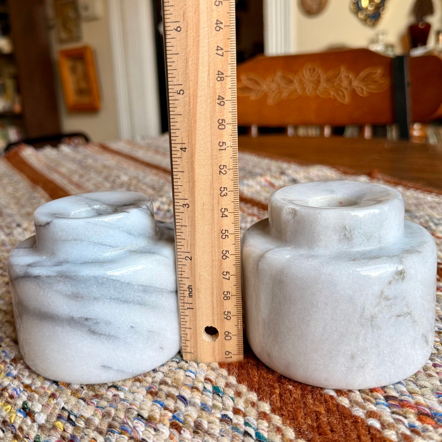 Vintage Julie Pomerantz Heavy Marble Stone Candle Holders