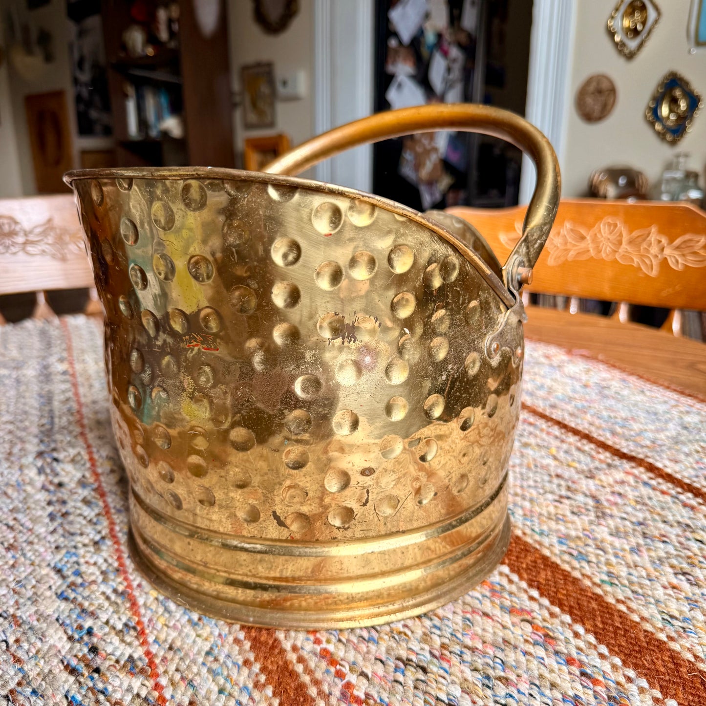 Vintage Hand Made in England Hammered Brass Coal Scuttle Bucket / Planter