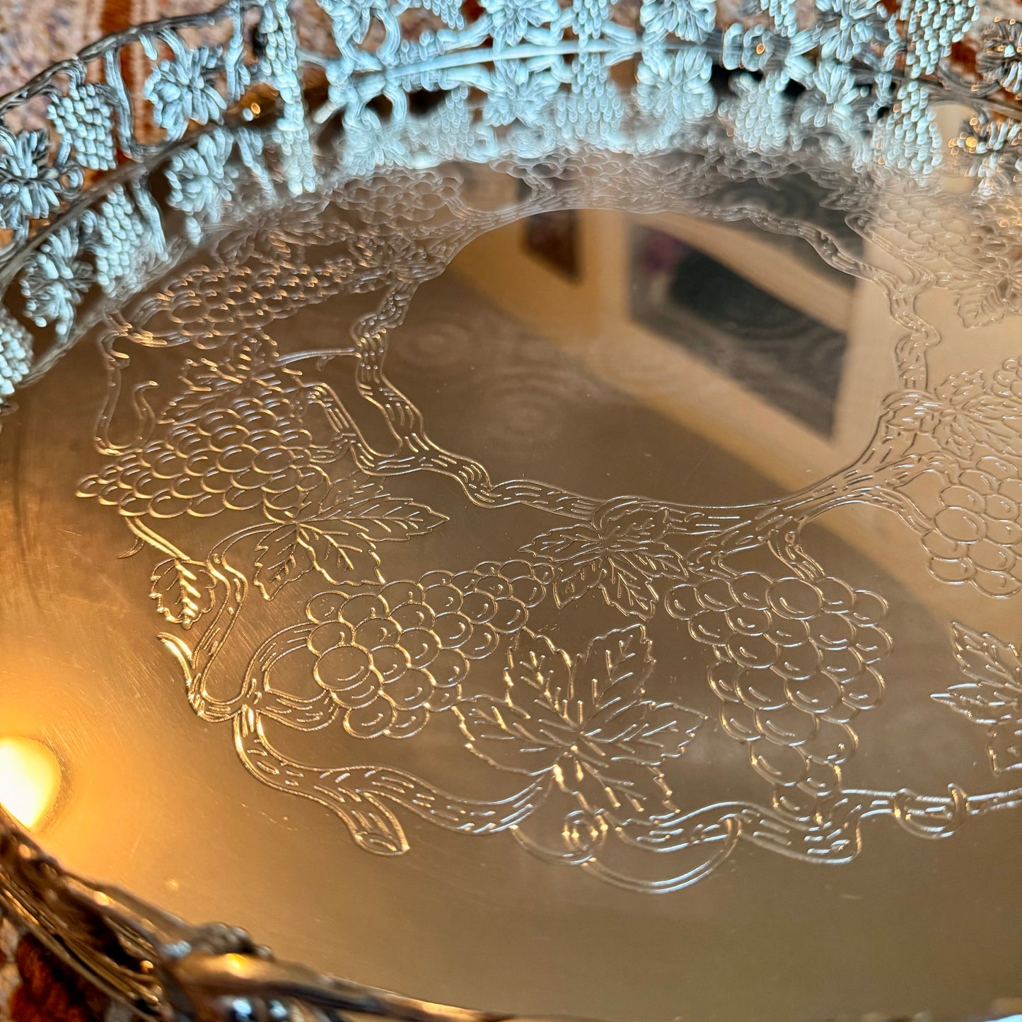 Vintage Goldinger Grape Design Silver Plated Vanity Tray - Still in Box