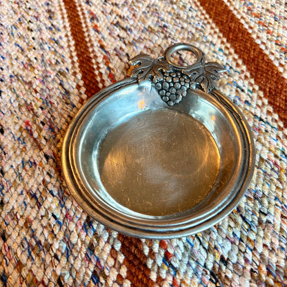 Vintage Pewter Williams Sanoma Grape Wine Coaster / Ash Tray