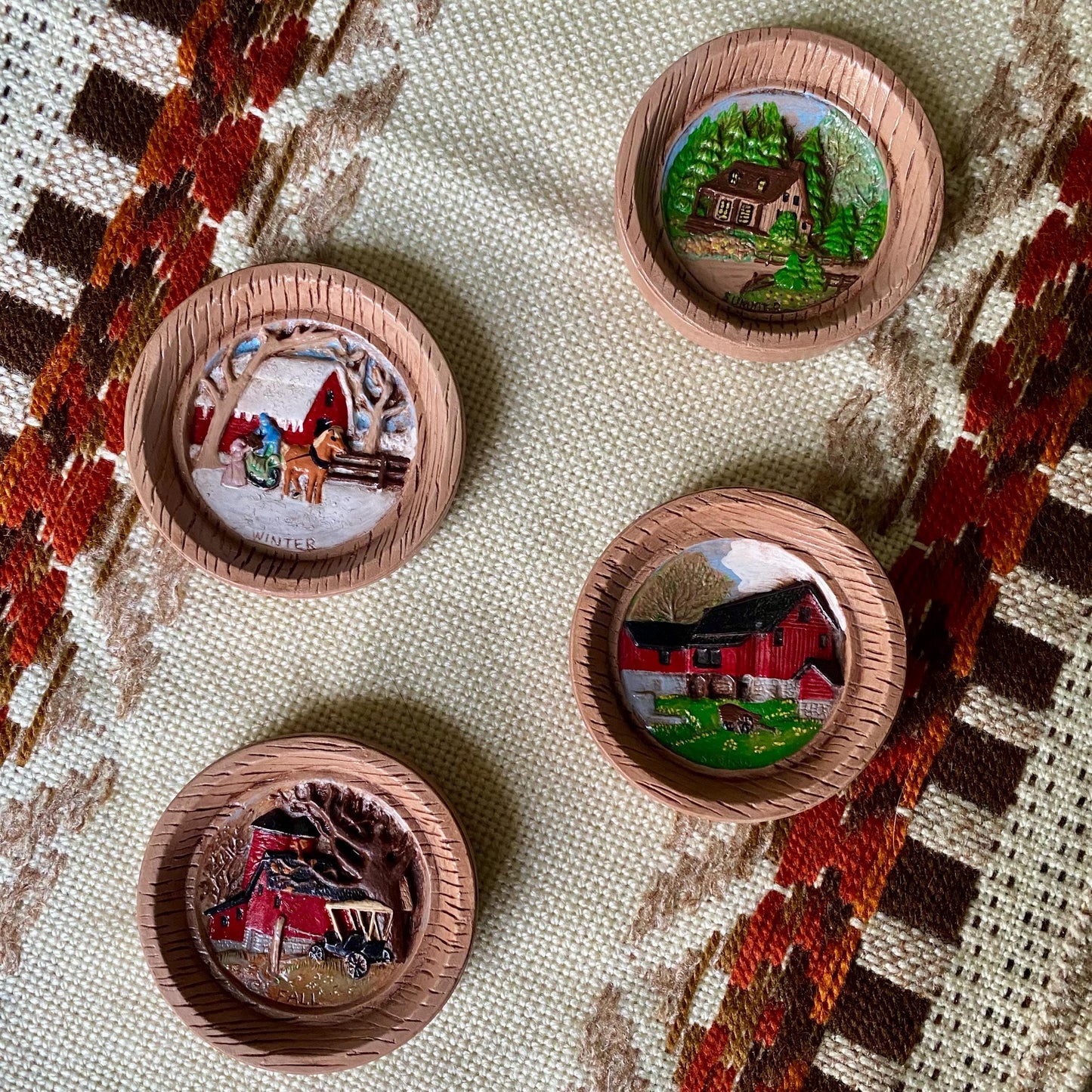 Vintage Duncan Enterprises Seasonal Ceramic Farm Coasters