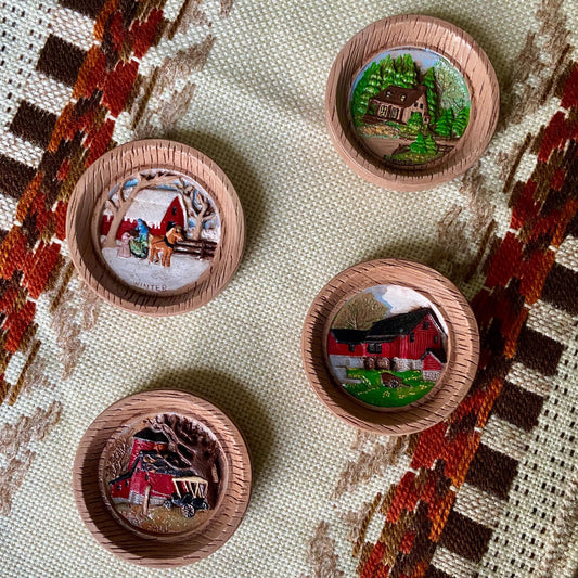 Vintage Duncan Enterprises Seasonal Ceramic Farm Coasters