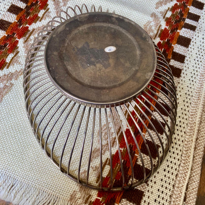 Vintage silver plated Mid-century Modern wire fruit bowl
