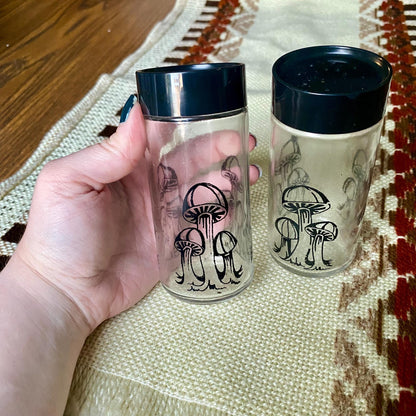 Vintage Glass Apothecary Mushroom Design Salt And Pepper Shakers