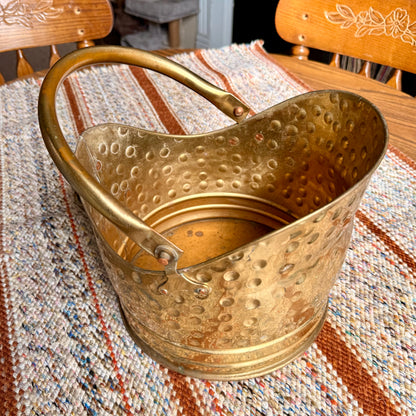 Vintage Hand Made in England Hammered Brass Coal Scuttle Bucket / Planter