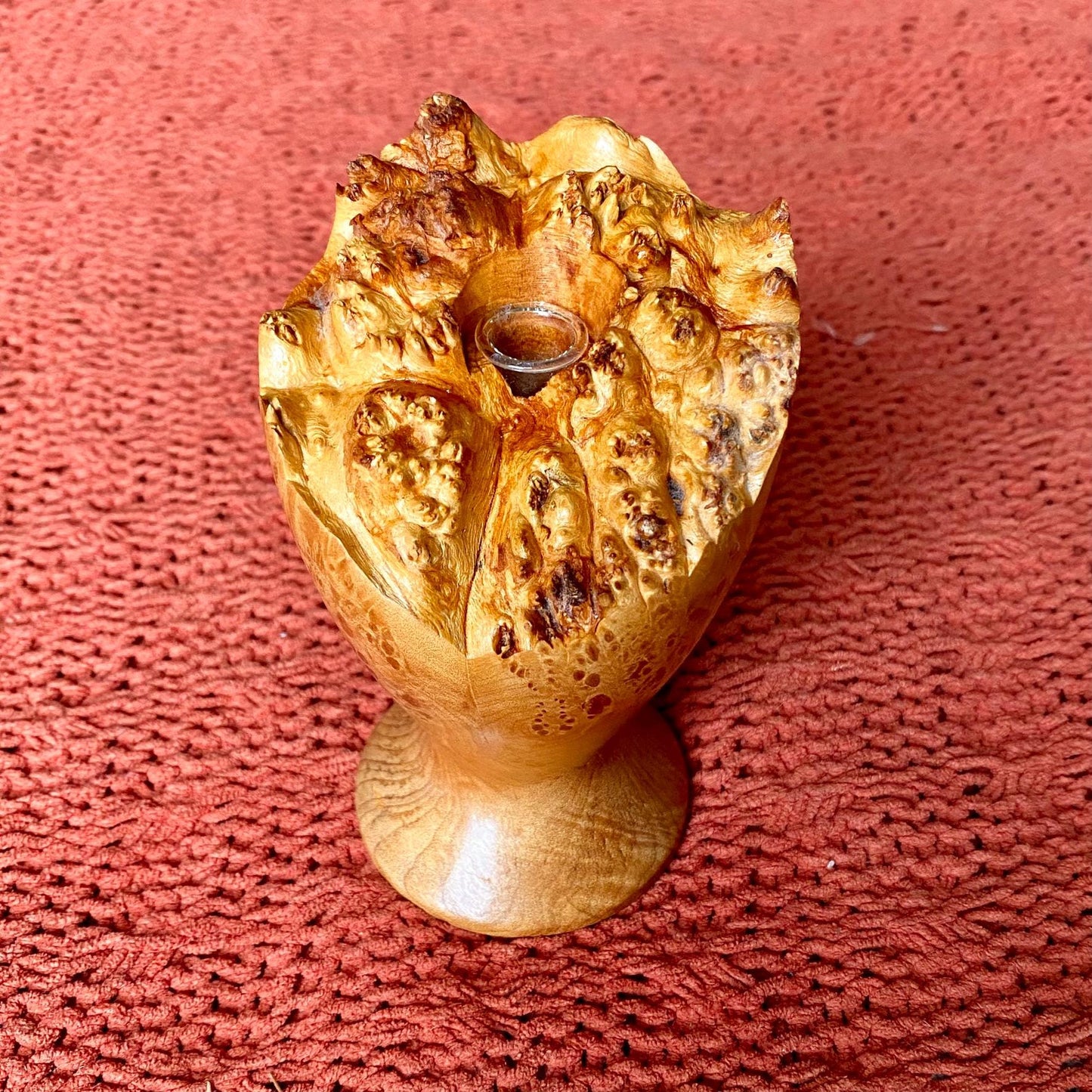 Vintage Mid-Century Modern Handmade Natural Edge Burlwood Bud Vase